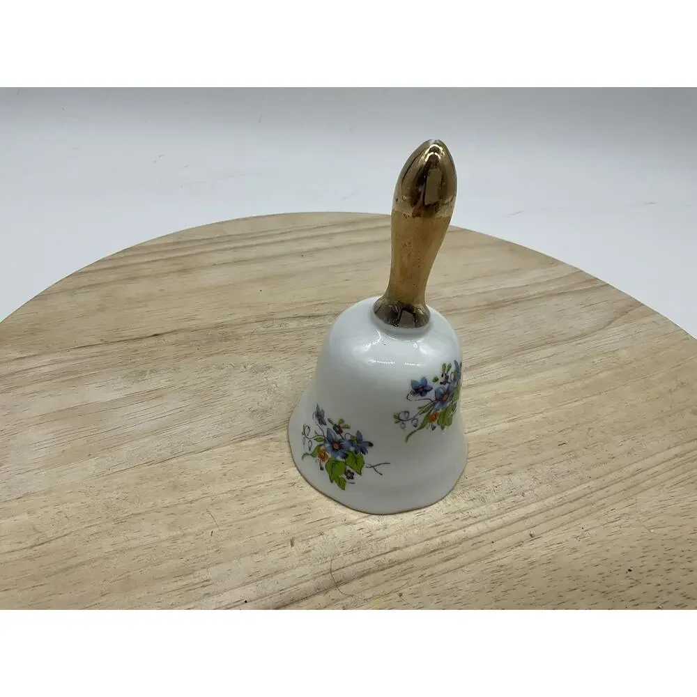 Vintage Norleans White‎ Porcelain Floral Hand Bell Small Japan Collectible